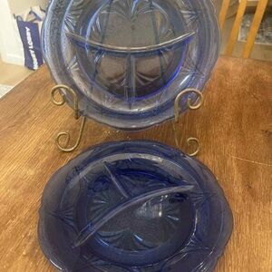 Hazel-Atlas Royal Lace Cobalt Blue Depression Glass Grill Plate Set of 5 – 1930